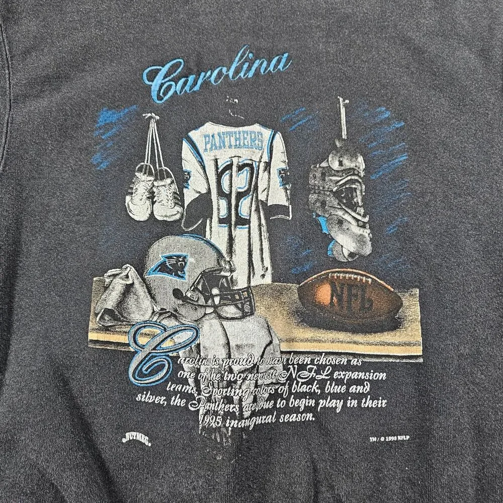 Vintage Carolina Panthers Sweatshirt Youth Medium Black Pullover Crewneck 90s
